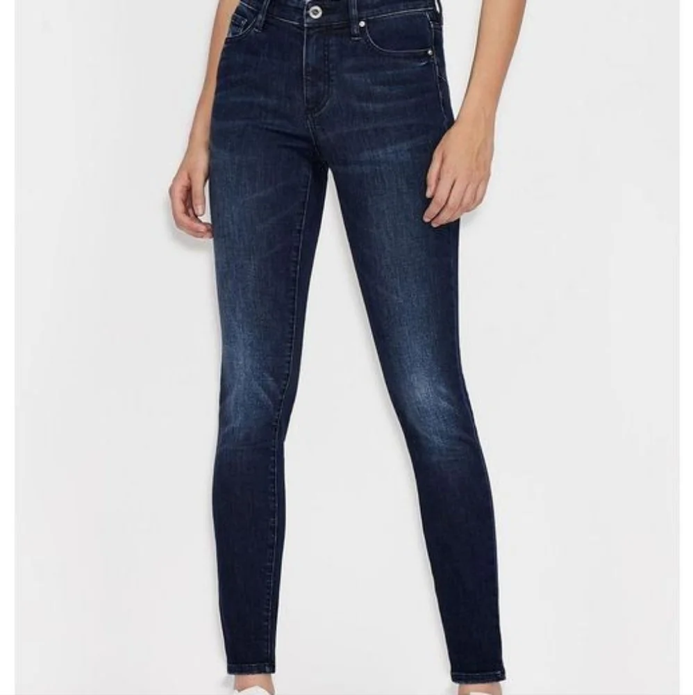 EUC ARMANI EXCHANGE WOMEN'S BLUE INDIGO DENIM LOGO SKINNY JEANS 33